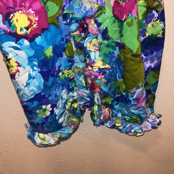 VTG 70’s Floral Hawaiian Ruffle Dress Sun Fashions Of Hawaii Honolulu Size 14 - Picture 6 of 10